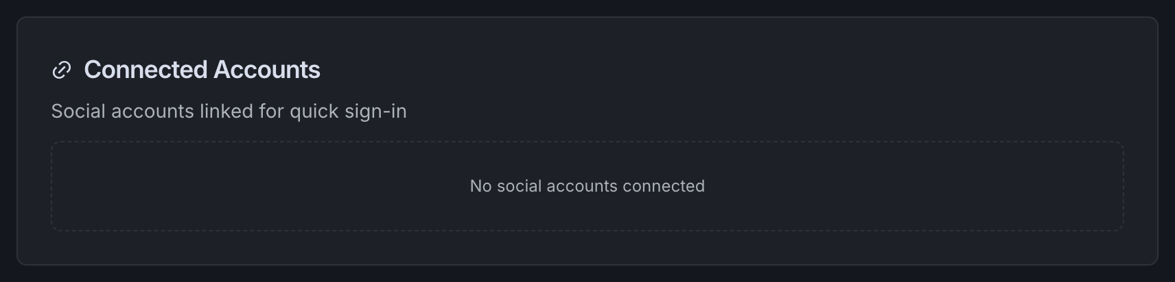 The connected accounts card listing sign-in providers