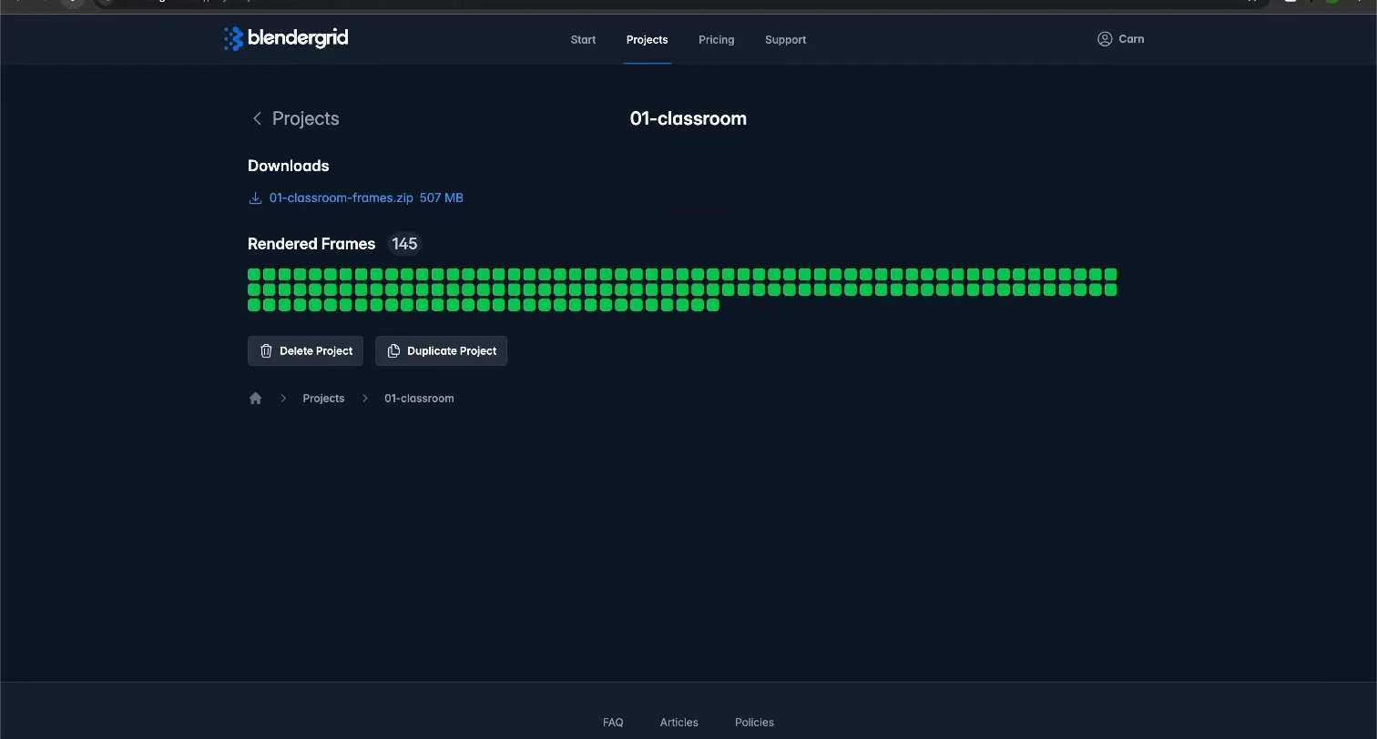Blendergrid Classroom job after mandatory finalization