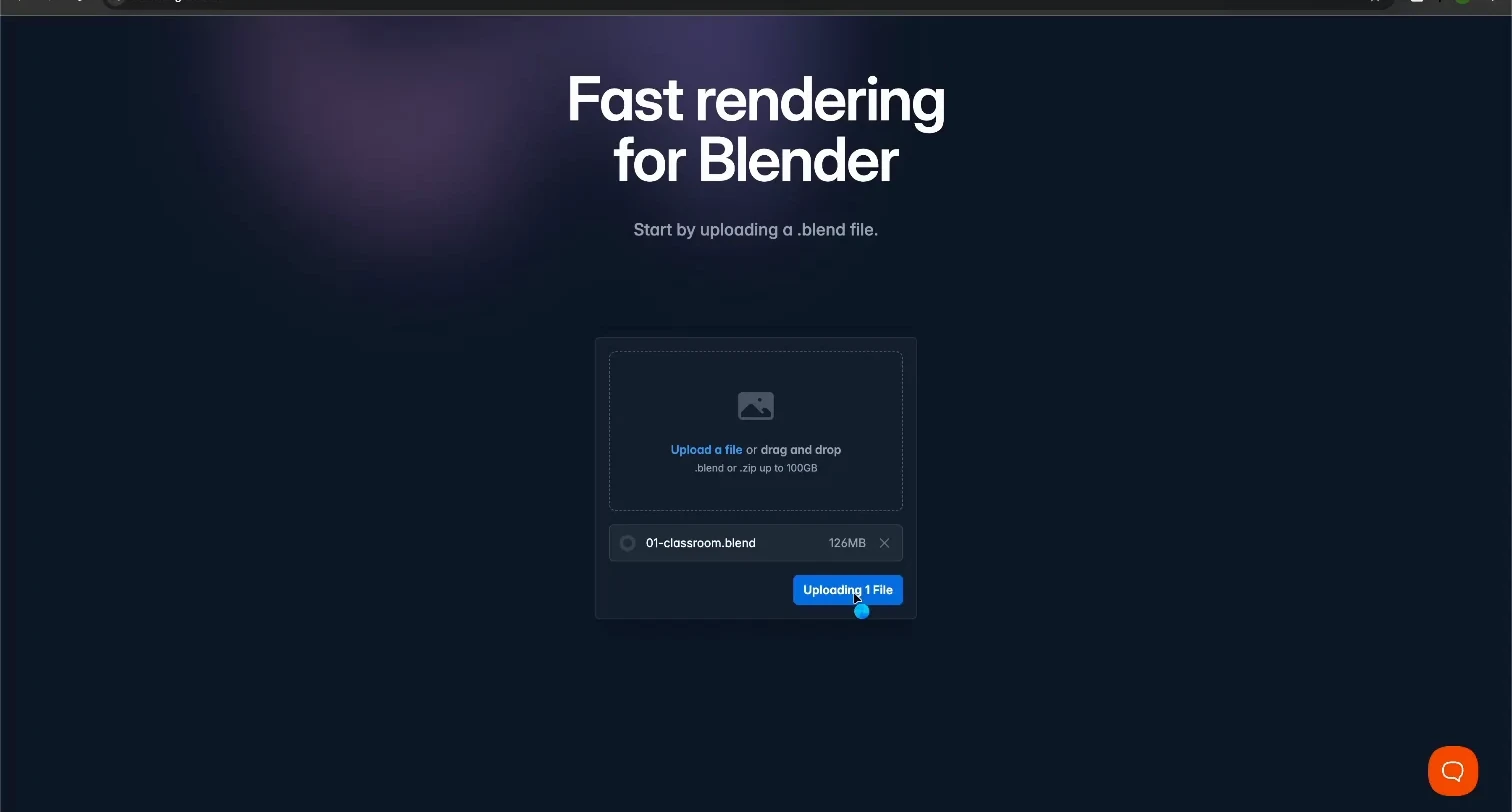 Blendergrid Classroom upload entering its active state