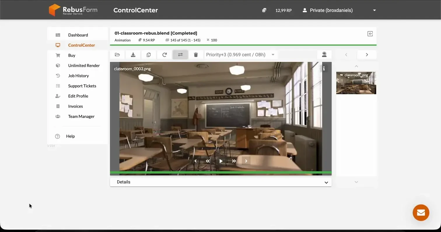 RebusFarm Classroom at 145 of 145 frames at the verified local-completion boundary
