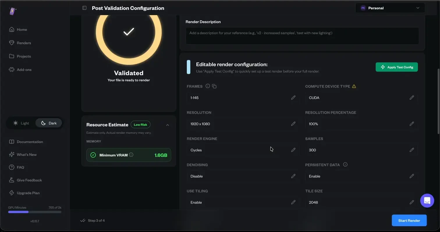 RenderJuice validated Classroom configuration