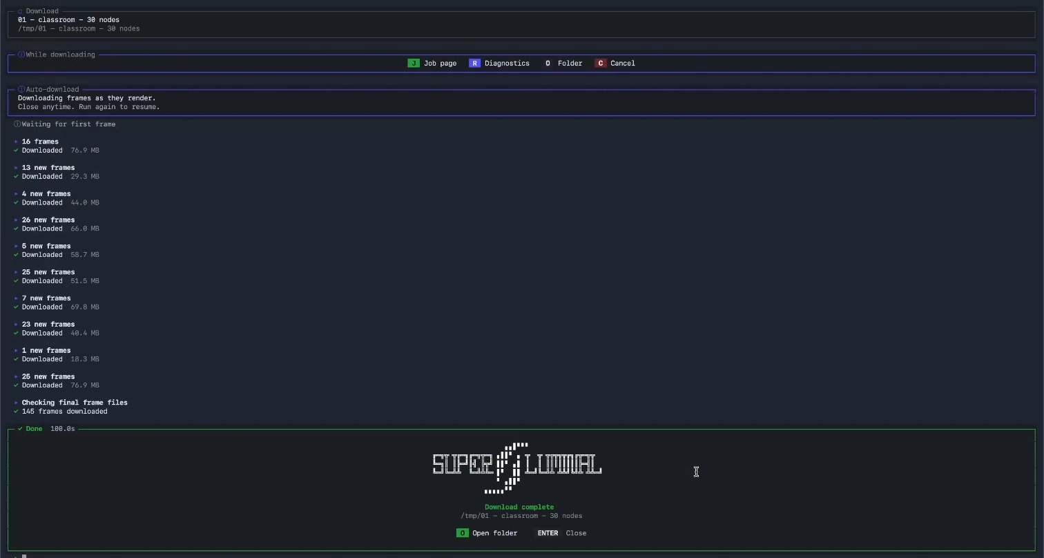 Superluminal Classroom job after all 145 frames reached local disk